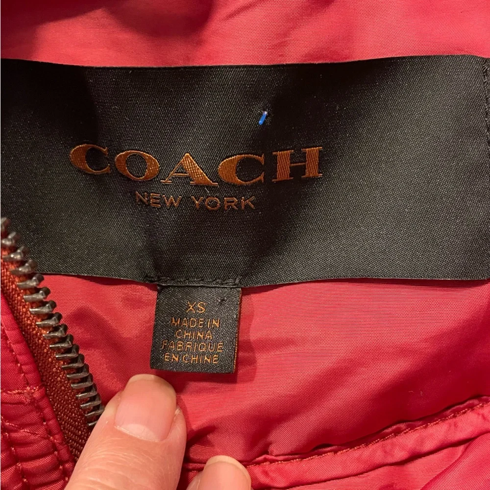 Coach Diamond Quilted Jacket in Coral Red - Picture 4 of 6